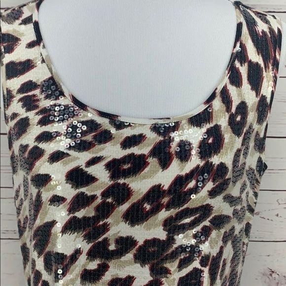 Chico’s Sequin Animal Print Hi/low Tank Size Small - Picture 5 of 8
